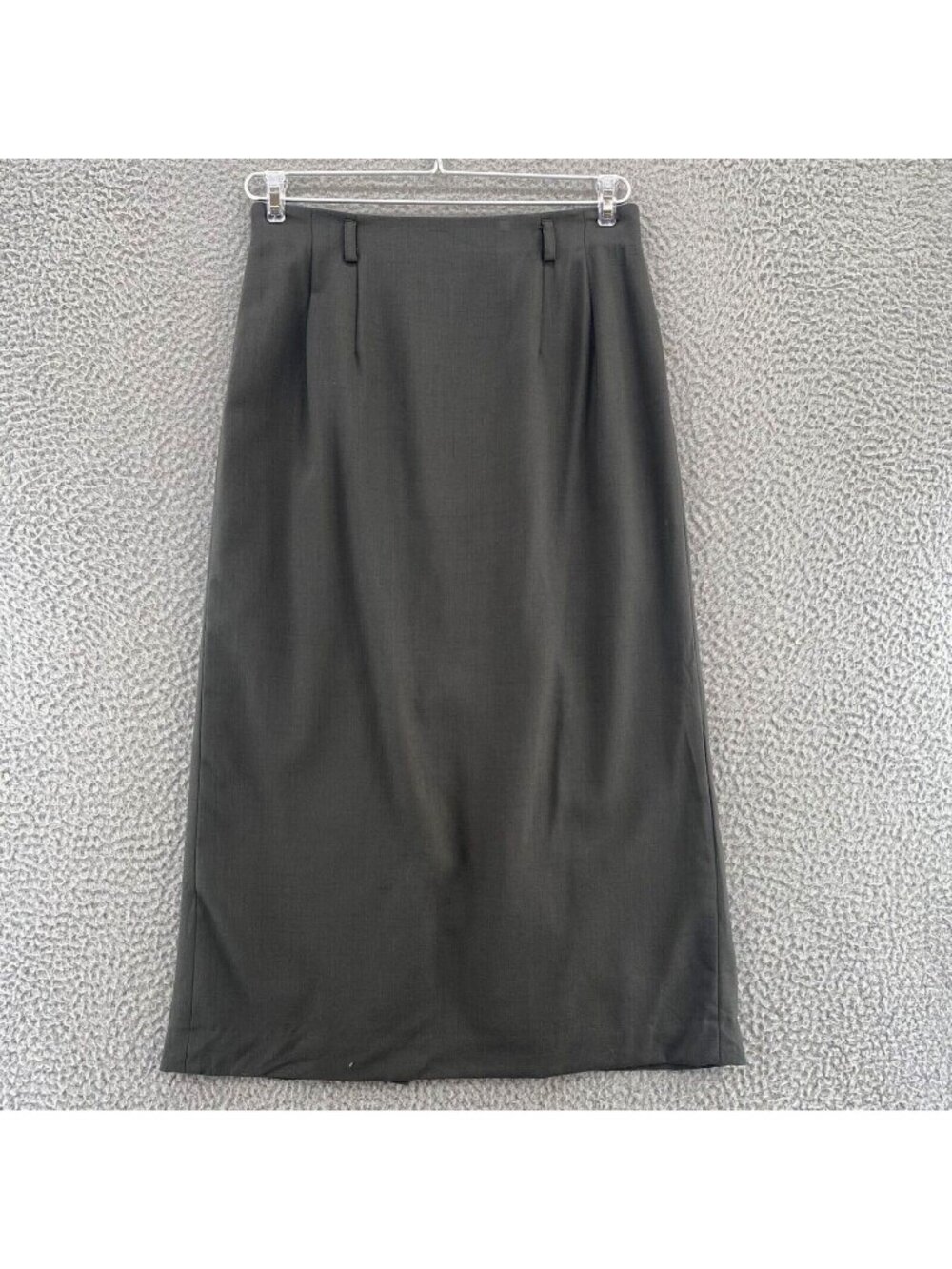 Talbots Skirt Womens 4 Vintage Olive Gray Wool Blend Stretch Midi A Line Career